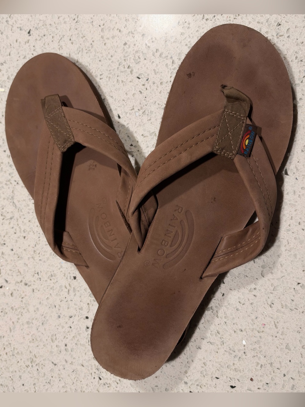 Rainbow Brown Leather Thong Sandals Flip Flop Sz 9